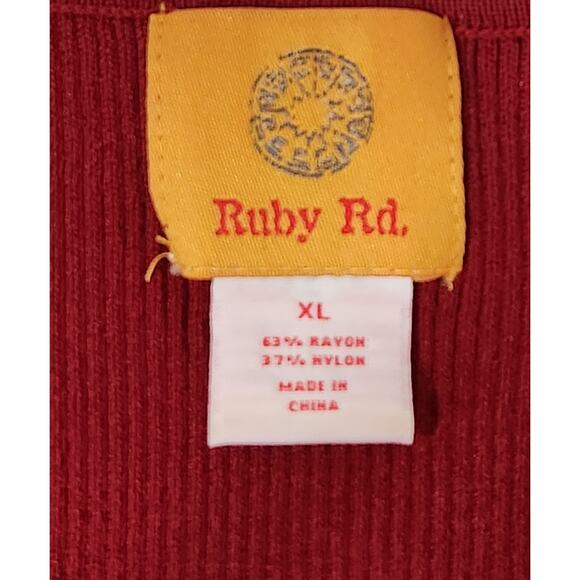 Ruby Rd. Burgundy Ribbed Tank Beaded Bodice XL Lightweight Stretch Soft - Picture 5 of 5